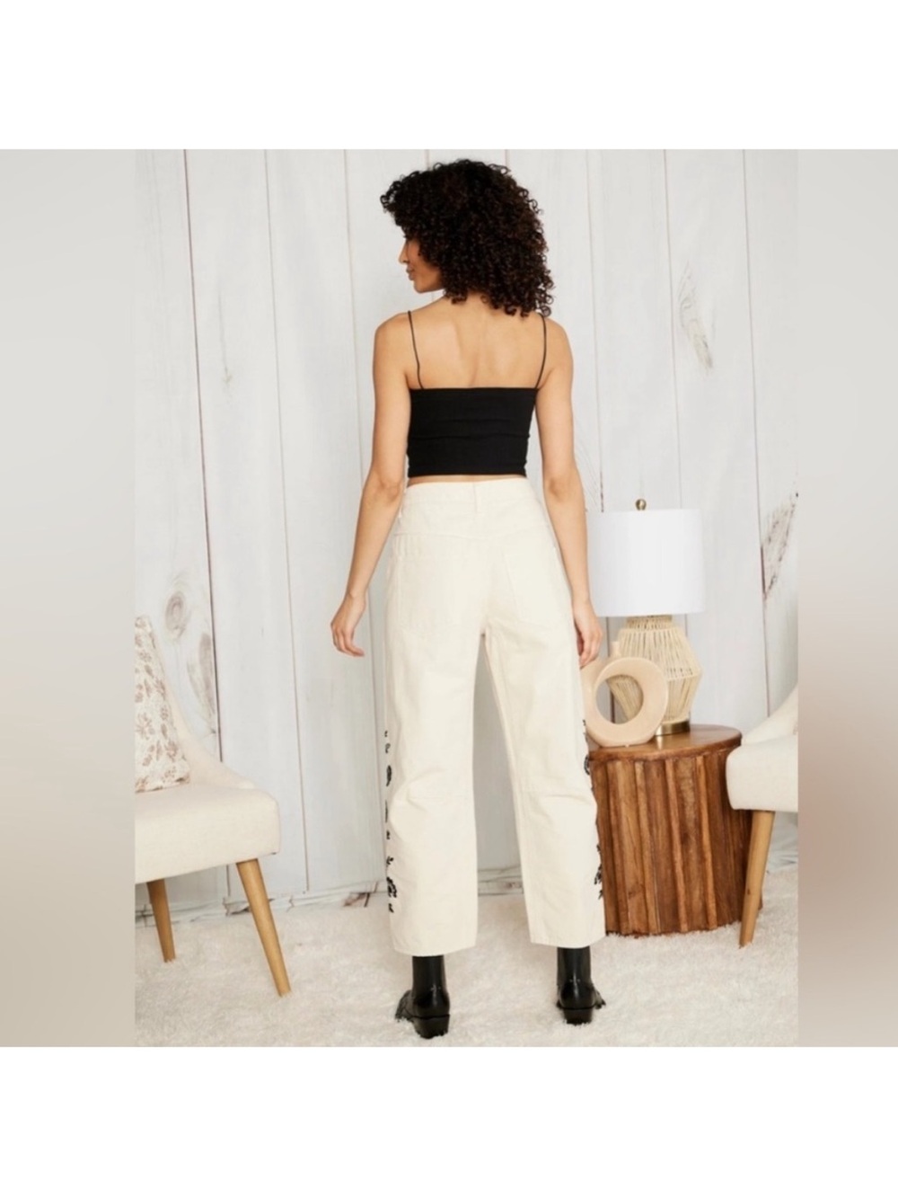 NWT Driftwood Barbara Nordic Floral Embroidered Barrel Leg Jeans Women's W28 L27 - Picture 13 of 13
